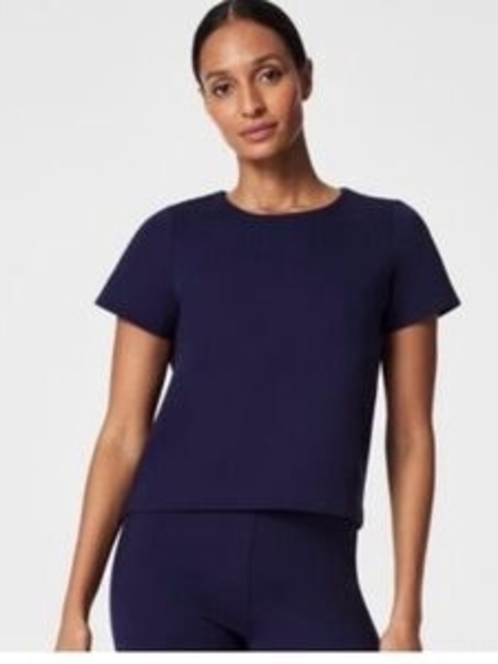 Spanx Set The Perfect Pleated Back Top Amd Tapered Pant Lapis Blue